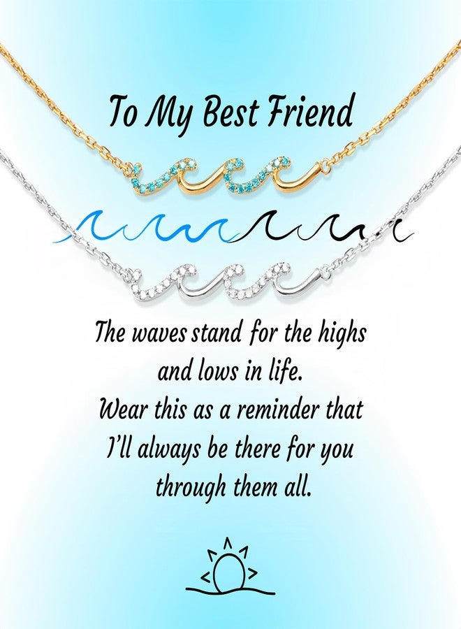 Lezmoii Best Friend Bracelet 14K Gold Plated Matching Friendship Bracelets Best Friend Friendship Gifts for Women (Wave) - Image 1